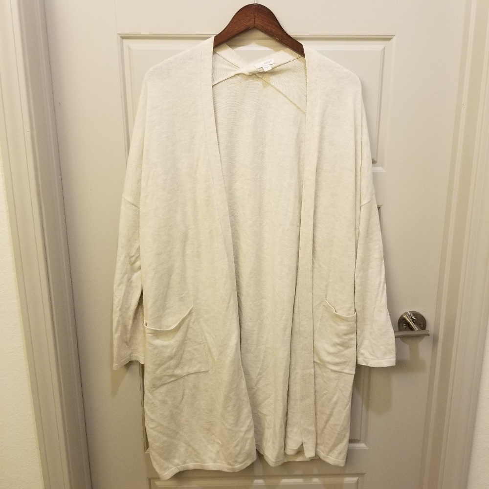 Pure Jill Long Cream Cardigan Sweater Sz S
